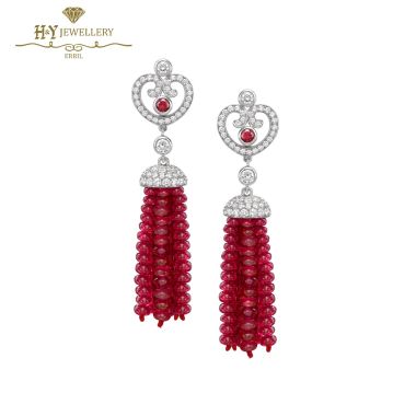 Fabergé Imperial Imperatrice White Gold & Ruby Tassel Earrings 