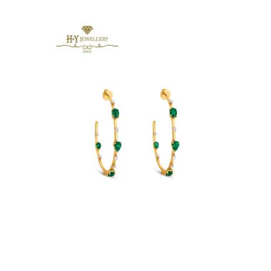 House Of Meraki Electric Earrings -Yellow Gold Mix Cut Emerald & Diamond - 3.44ct