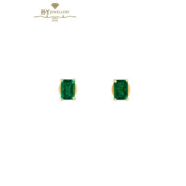 House Of Meraki Aria Studs - Yellow Gold Emerald  Cut Emerald - 0.83ct