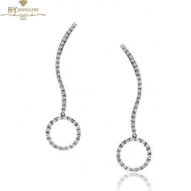 White Diamond Brilliant Cut Diamond Drop Circle Earrings - 0.90 ct