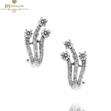 White Gold Brilliant Cut Diamond Earrings - 0.60 ct