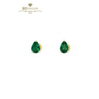 House Of Meraki Aurora Studs- Yellow Gold Pear Cut Emerald - 0.42ct 