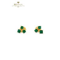 House Of Meraki Olive Earrings -  Yellow Gold Princess Cut Emerald - 1.48ct