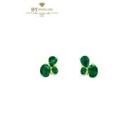 House Of Meraki Cacti Earrings -Yellow Gold Mix Cut Emerald Earrings - 4.12ct