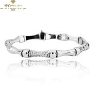  White Gold  Bone Design With Diamond  Bracelet-1.16 ct