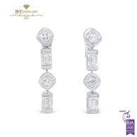 White Gold Mixed Cut Diamond Earrings - 4.92 ct