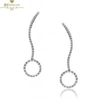 White Diamond Brilliant Cut Diamond Drop Circle Earrings - 0.90 ct