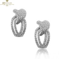 White Gold Brilliant Cut Diamond Sweeping Stud Earrings -1.49ct