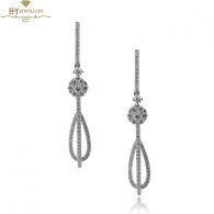 White Gold Brilliant Cut Diamond Drop Earrings - 0.88ct