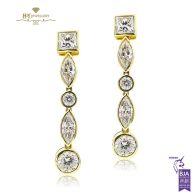 Yellow Gold Mixed Cut Diamond Earrings - 7.00ct 