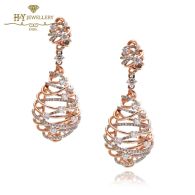 Rose Gold Brilliant Cut Diamond Earrings - 1.53 ct