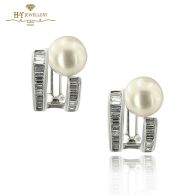 White Gold Pearls & Diamond Earrings - 0.91ct