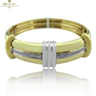 Yellow & White Gold Brilliant Cut Diamond Bangle - 1.02 ct