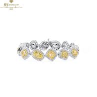 White Gold Mix Cut Fancy Light Yellow & Colorless Diamond Bracelet - 15.52 ct