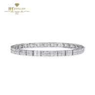 White Gold Baguette Cut Diamond Tennis Bracelet - 8.00ct