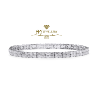 White Gold Baguette Cut Diamond Tennis Bracelet - 7.26ct