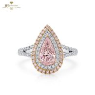 White Gold Brilliant & Pear Cut Pinkish Brown Diamond Ring - 1.68ct