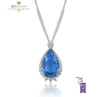 White Gold Pear Cut Large Spinel & Brilliant Cut Diamond Necklace - 41.00 ct