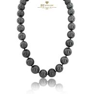 White Gold Tahitian South Sea Pearl & Diamond Necklace - 0.30ct