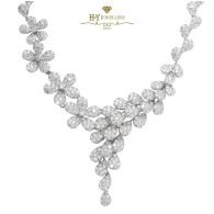 White Gold Brilliant Cut Diamond Pear Design Lily of The Valley Necklace - 13.56ct