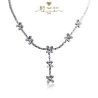 White Gold Brilliant Cut Diamond Flower Design Necklace - 1.01ct