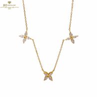 Yellow Gold Flower Trio Diamond Necklace - 0.88ct