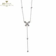 White Gold Brilliant Cut Diamond Butterfly Droplet Necklace - 0.29 ct