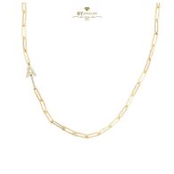  Initial Paper Clip Necklace Yellow Gold - 0.14ct