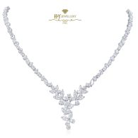 White Gold Classic Mix Cut Butterfly Design Diamond Necklace - 24.30ct