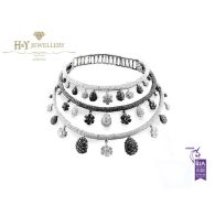 White Gold Black and White Diamond Necklace and Earrings set - 80.71 ct 