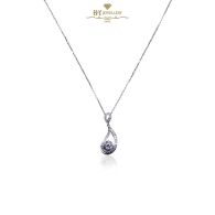 White Gold Brilliant Cut Diamond Tear Drop Pendant - 0.37ct