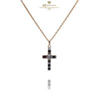 Yellow Gold Brilliant Cut Diamond Garnet Cross Pendant - 2.00 ct