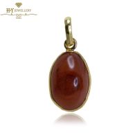 Yellow Gold Cabochon Agate Pendant