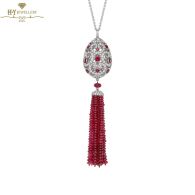 Faberge Imperial Imperatrice White Gold & Ruby Tassel Pendant