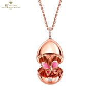 Fabergé Essence Rose Gold Ruby & Pink Lacquer Butterfly Surprise Locket