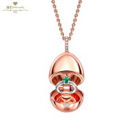 Fabergé Essence Rose Gold Emerald Ring Surprise Locket