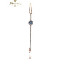 Rose Gold Brilliant Cut Diamond Protection from The Evil Eye Charm Bracelet  - 0.18ct