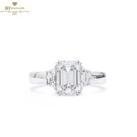 White Gold Emerald Cut & Epaulette Cut Diamond Ring - 2.48ct