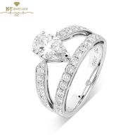 White Gold Pear Cut & Brilliant Cut Diamond Ring - 1.60 ct