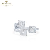 White Gold Triple Asscher Cut & Brilliant Cut Diamond Ring - 3.03 ct