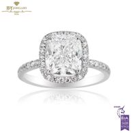 White Gold Cushion Cut & Brilliant Cut Diamond Ring - 3.51ct