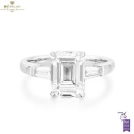 White Gold Emerald Cut & Tapered Cut Diamond Ring - 3.38ct