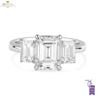 White Gold Emerald Cut Diamond Ring - 3.13 ct