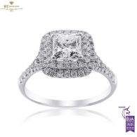 White Gold Square Cut & Brilliant Cut Diamond Engagement Ring - 1.01ct