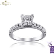 White Gold Square Modified Cut & Brilliant Cut Diamond Ring - 1.44ct