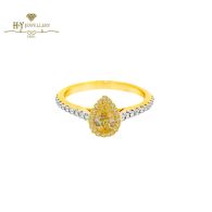 Yellow Gold Pear & Brilliant Cut Fancy Yellow & White Diamond Ring - 0.77ct