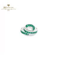 White Gold Princess Cut Emerald & Brilliant Cut Diamond Ring - 1.97ct
