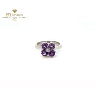 White Gold Brilliant Cut Diamond & Amethyst Ring - 1.41ct