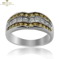 White Gold Princess Cut Diamond & Brilliant Cut Citrine Ring - 1.21ct