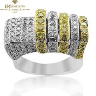 White & Yellow Gold with Fancy and White Brilliant Cut Diamond Ring - 2.01ct